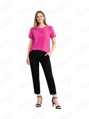 CeCe Pink Short Sleeve Blouse XS | Pleated Front | Lightweight Stretch Top
